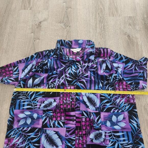 Vtg A Personal Touch Womens Short Sleeve Hawaiian Floral Button Up Shirt Sz 2XL - Picture 7 of 8